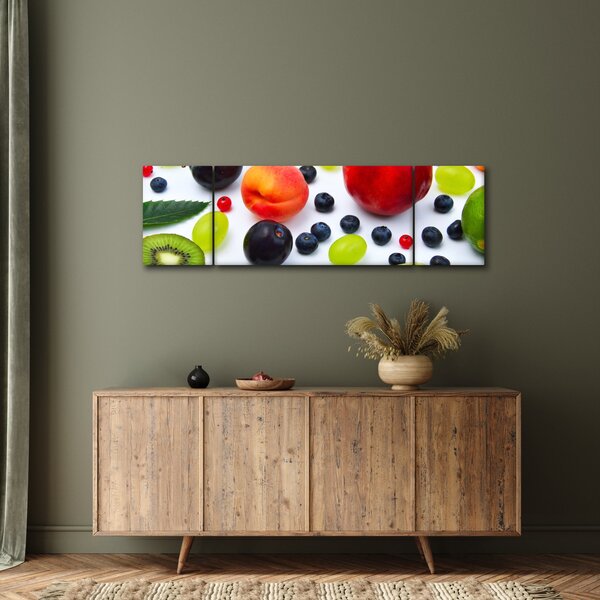 Obraz owoców z kroplami wody (170x50 cm)