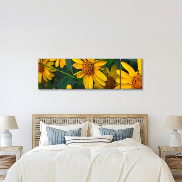 Obraz żółtych kwiatów (170x50 cm)