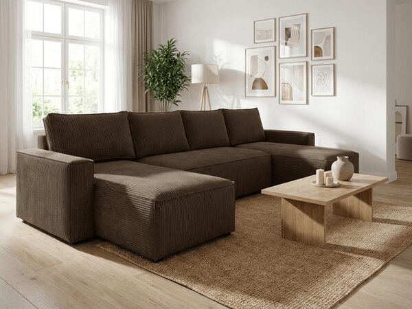 Narożnik w kształcie U SMART COSARO 295x140 cm, ciemnobrązowy