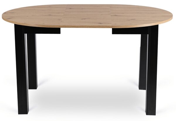 Zestaw Stół Okrągły Rozkładany HARRY 102-142 cm Dąb Artisan/Czarny i 6 Krzeseł Tapicerowanych ROBIN Szarych Nowoczesnych