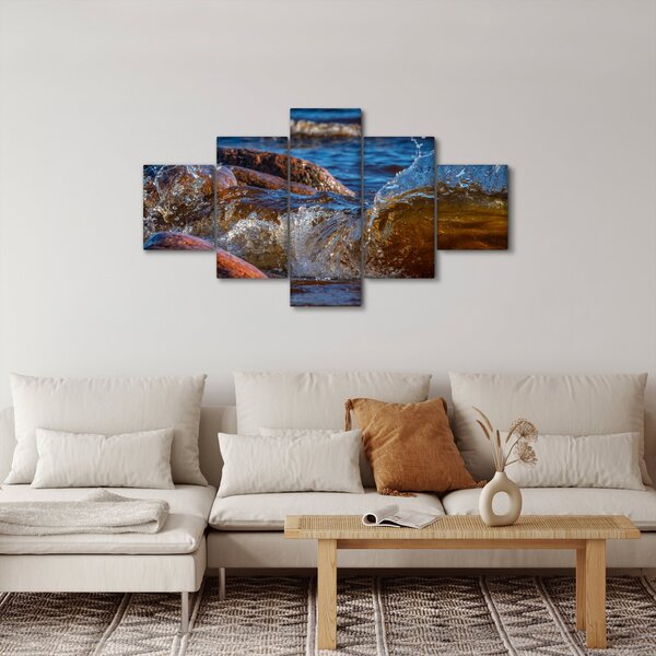 Szczegółowy obraz - woda między kamieniami (125x70 cm)