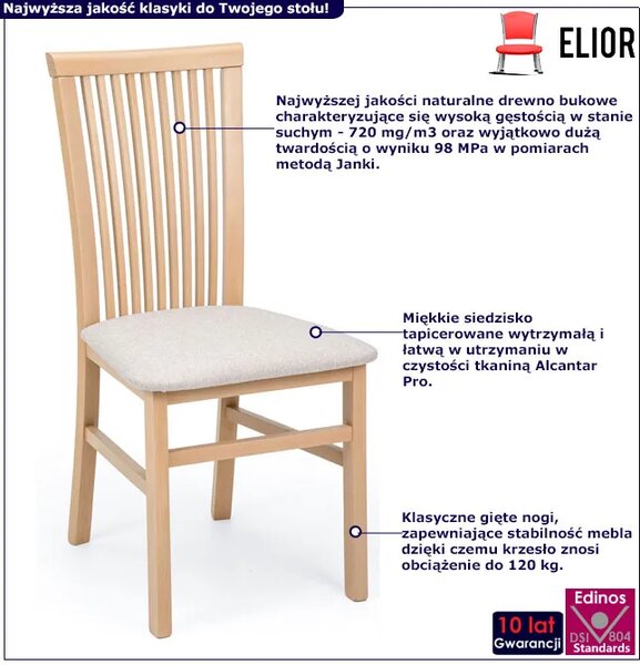 Klasyczne krzesło tapicerowane dąb artisan + beżowy A8-M22