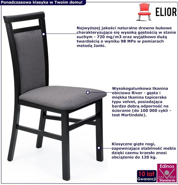 Klasyczne krzesło welurowe czarny + grafit Z8-T50