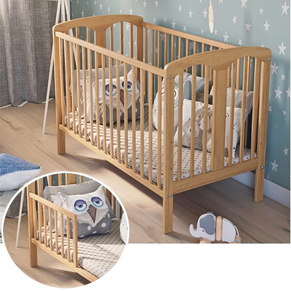 Łóżeczko drewniane Sofia 60x120 cm z barierką – naturalne, praktyczne | Bello4Baby