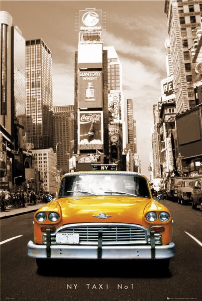 Plakat, Obraz Nowy Jork Taxi no 1 - sepia, (61 x 91.5 cm)