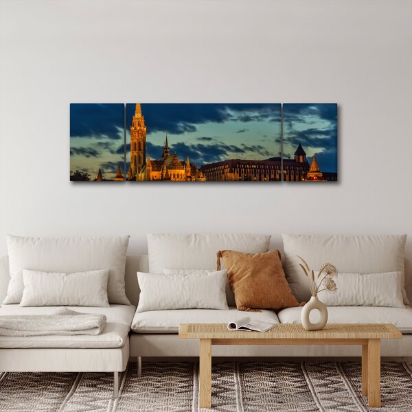 Obraz oświetlonego budynku (170x50 cm)