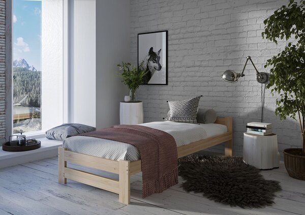 Drewniane pojedyncze łóżko sosnowe ze stelażem 100x200 W8-N57