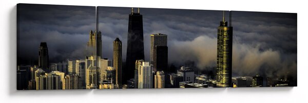 Obraz miasta w chmurach (170x50 cm)