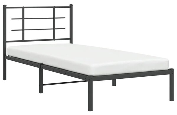 Czarne loftowe łóżko metalowe 90x200 cm F2-H71