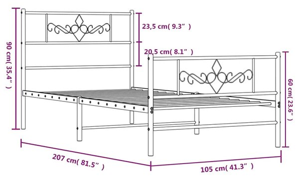 Białe metalowe łóżko jednoosobowe 100x200 cm - Radina