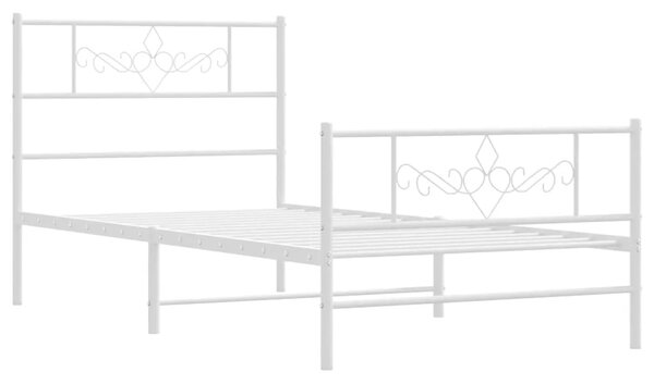 Białe metalowe łóżko jednoosobowe 100x200 cm - Radina