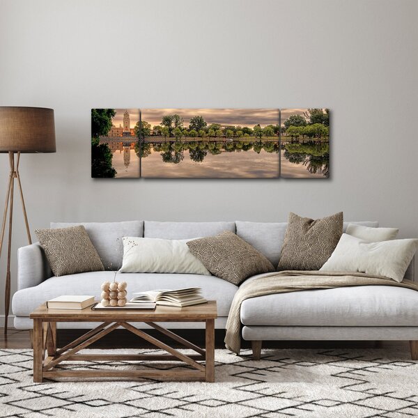 Obraz jeziora i drzew (170x50 cm)