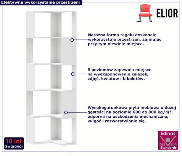 Narożny Minimalistyczny Biały Regał Z4-L13