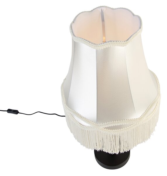 Klasyczna lampa stołowa czarna z abażurem w kolorze kremowym 30 cm - Simplo