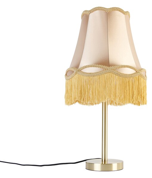 Klasyczna lampa stołowa mosiężna z abażurem granny gold 30 cm - Simplo Oswietlenie wewnetrzne