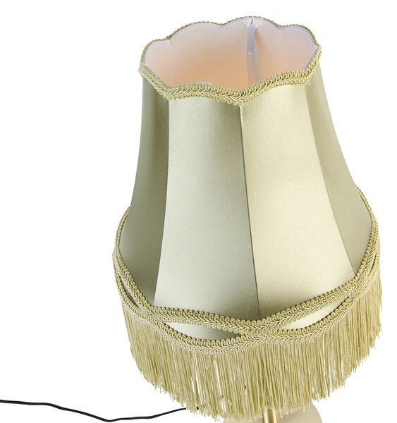Klasyczna lampa stołowa mosiądz z abażurem Granny zielonym 30 cm - Simplo