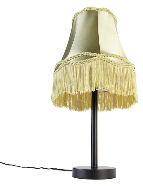 Klasyczna lampa stołowa czarna z abażurem w kolorze zielonym 30 cm - Simplo