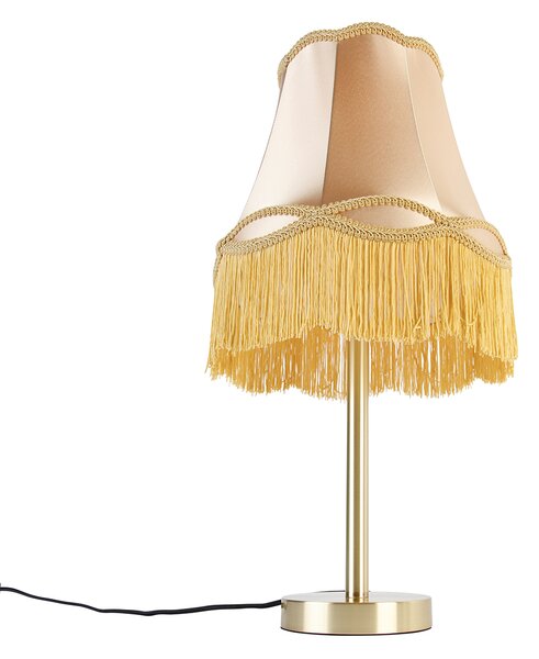 Klasyczna lampa stołowa mosiądz z abażurem Granny złoto 30 cm - Simplo