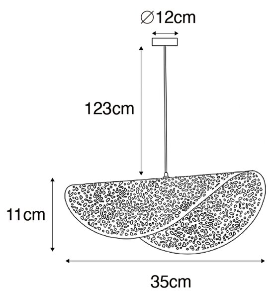 Orientalna lampa wisząca czarna ze złotem 35 cm - Japke Oswietlenie wewnetrzne