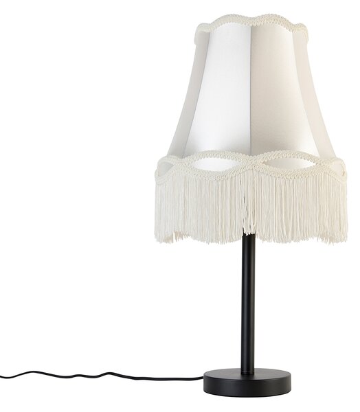 Klassieke tafellamp zwart met granny kap crème 30 cm - Simplo Oswietlenie wewnetrzne
