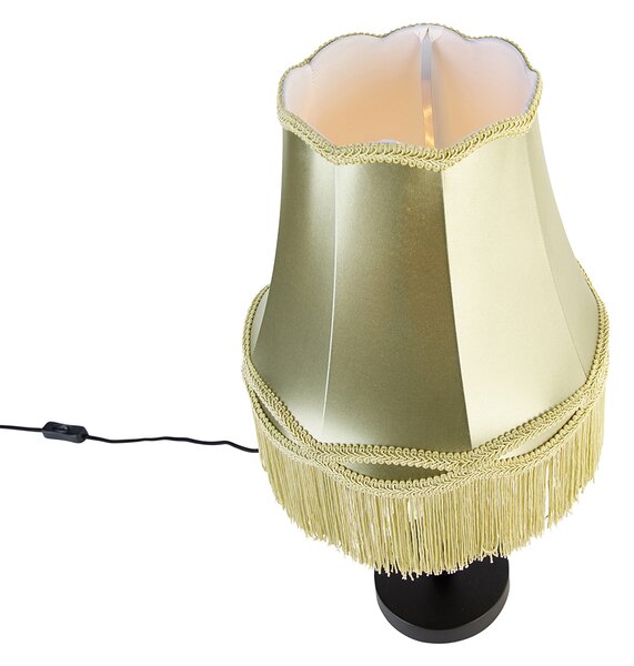 Klasyczna lampa stołowa czarna z abażurem w kolorze zielonym 30 cm - Simplo
