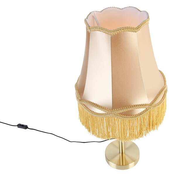 Klasyczna lampa stołowa mosiądz z abażurem Granny złoto 30 cm - Simplo