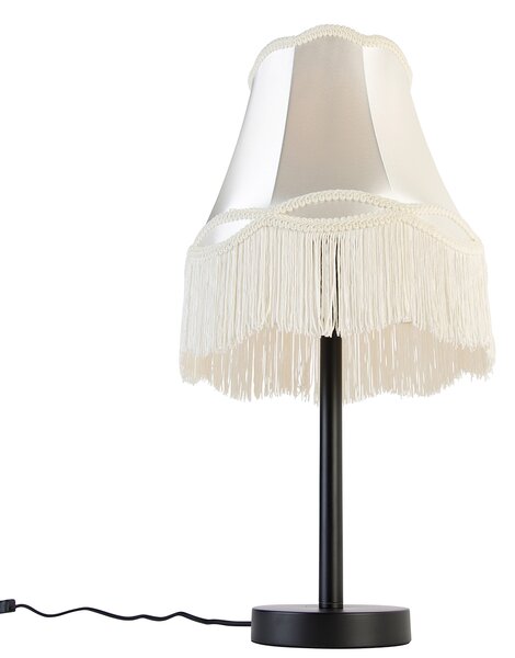 Klasyczna lampa stołowa czarna z abażurem w kolorze kremowym 30 cm - Simplo
