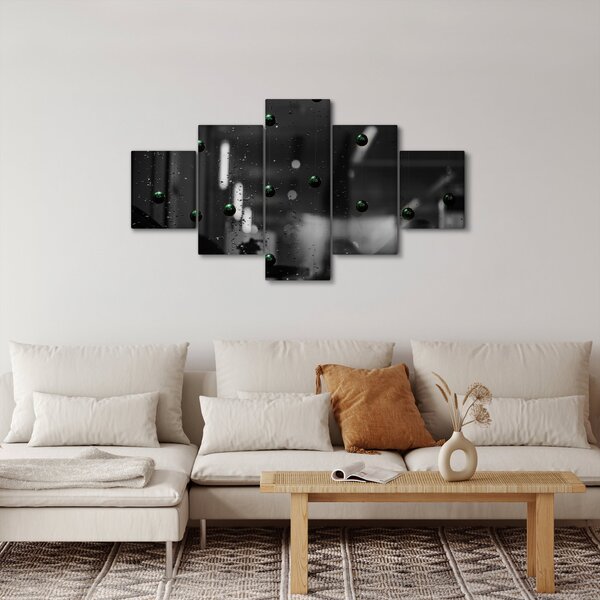 Abstrakcyjny obraz - zielone kulki (125x70 cm)