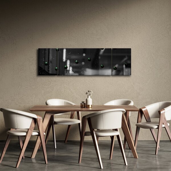 Abstrakcyjny obraz - zielone kulki (170x50 cm)