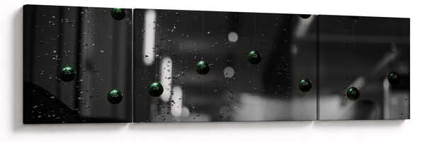Abstrakcyjny obraz - zielone kulki (170x50 cm)