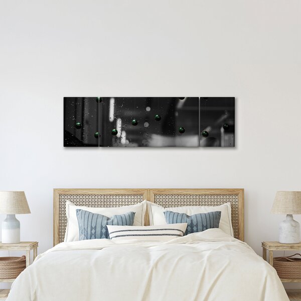 Abstrakcyjny obraz - zielone kulki (170x50 cm)