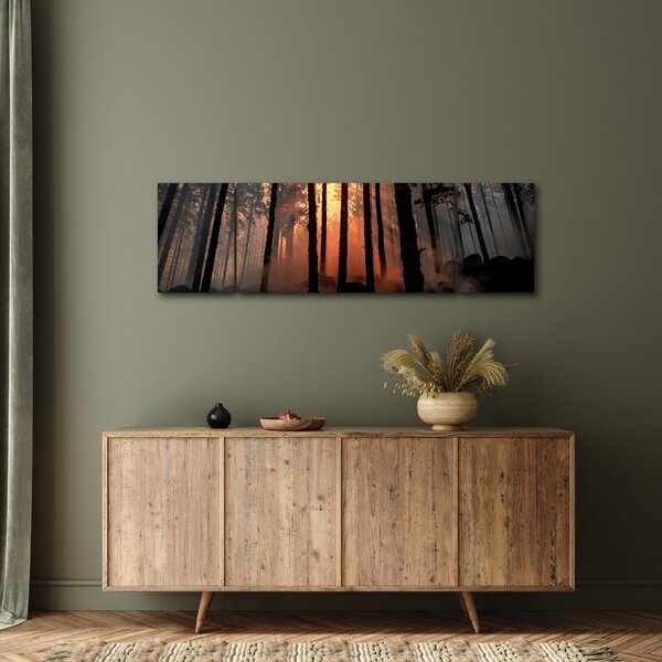 Obraz ciemnego lasu (170x50 cm)