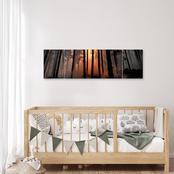 Obraz ciemnego lasu (170x50 cm)