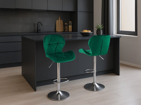 Zielone krzesło barowe WEST VELVET