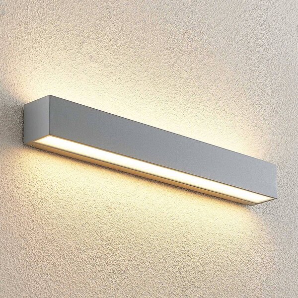 Kinkiet zewnętrzny LED Lengo Lucande, aluminiowy / szary / cynkowy, aluminium, nowoczesny