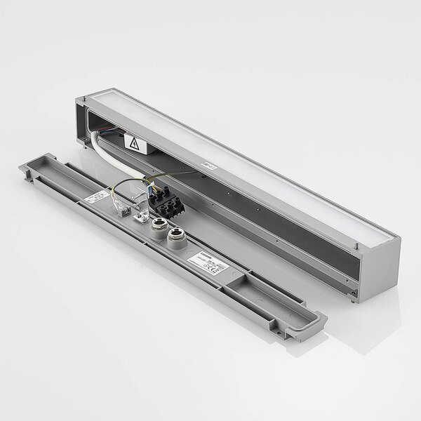 Kinkiet zewnętrzny LED Lengo Lucande, aluminiowy / szary / cynkowy, aluminium, nowoczesny