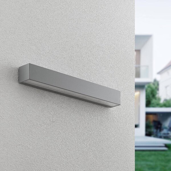 Kinkiet zewnętrzny LED Lengo Lucande, aluminiowy / szary / cynkowy, aluminium, nowoczesny