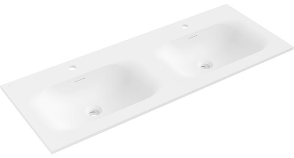 Mexen Vela umywalka wpuszczana w blat podwójna 121 x 46,5 cm, biała mat - 25231201D