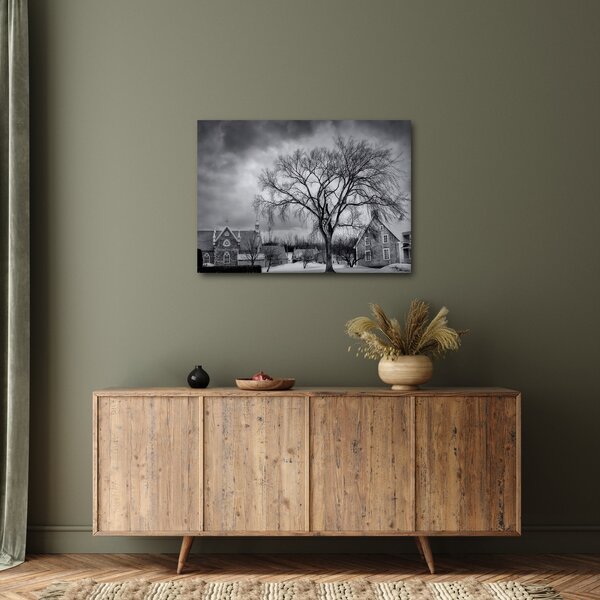 Obraz czarno - białej wioski (70x50 cm)