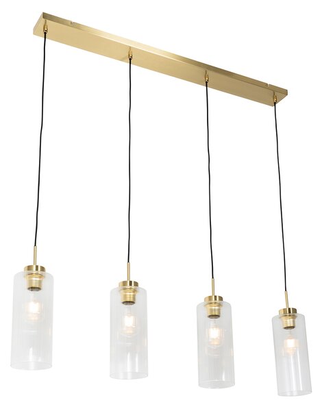 Lampa wisząca Art Deco złota ze szklanymi 4 punktami - Laura Oswietlenie wewnetrzne