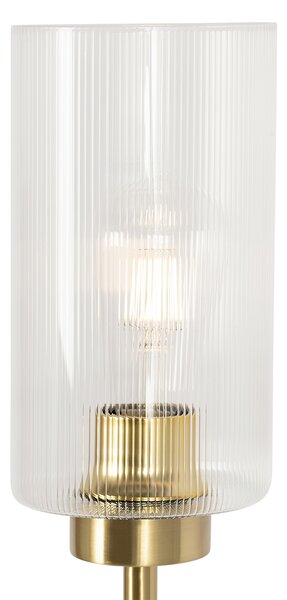 Lampa podłogowa art deco złota ze szkłem 2-punktowa - Laura