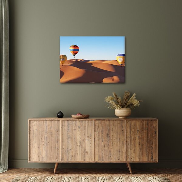 Obraz - latające balony na pustyni (70x50 cm)