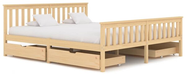 Rama łóżka z 4 szufladami, lite drewno sosnowe, 180 x 200 cm