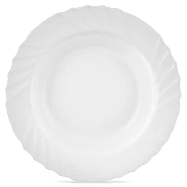 Talerz obiadowy głęboki szklany biały LUNA 22,5 cm, 350 ml