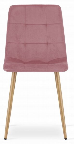 Zestaw jadalniany 1 + 4, stół UMEKO 120x80 cm dąb sonoma + różowe aksamitne krzesło KARA