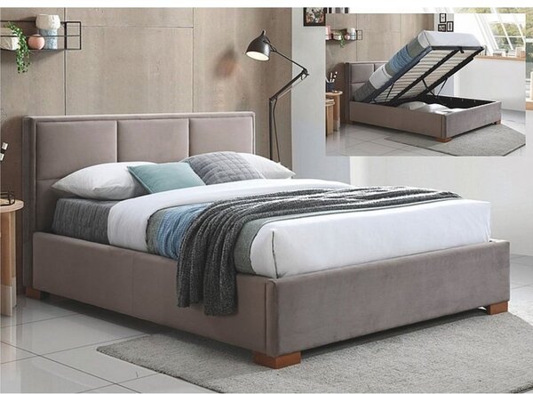 Łóżko tapicerowane MAISON VELVET 160 x 200 cm beżowe