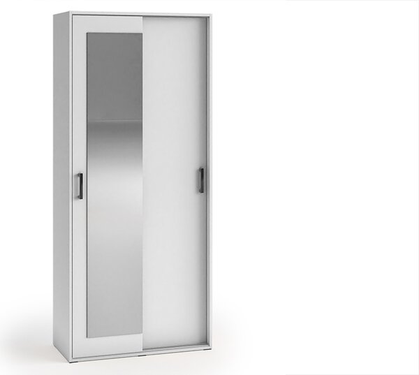 Garderoba HIT 90 cm praktyczna szafa z lustrem i wyposażeniem w kolorze białym