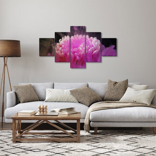Obraz kwiatu w różowym dymie (125x70 cm)