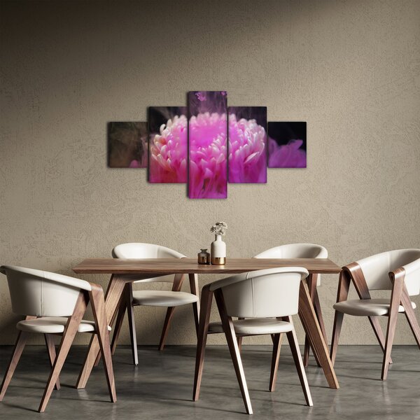 Obraz kwiatu w różowym dymie (125x70 cm)