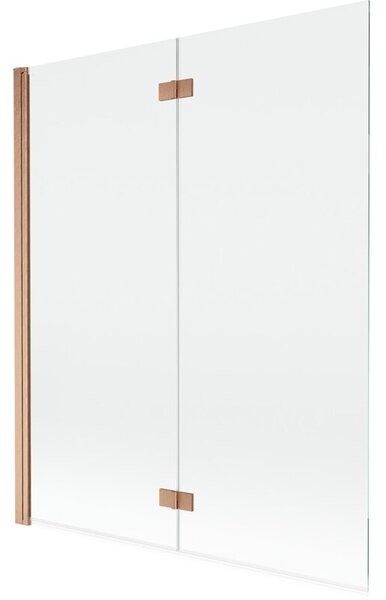 Mexen Mist parawan nawannowy 2-skrzydłowy lewy 140 x 150 cm, transparent, miedź szczotkowana - 8A9-140-002-65-00-L